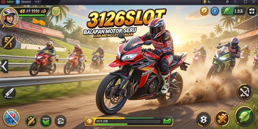 Screenshot utama 3126SLOT menampilkan suasana balapan motor yang mendebarkan.