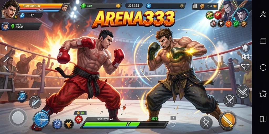 Tampilan gameplay seru dalam pertempuran karakter di ARENA333.