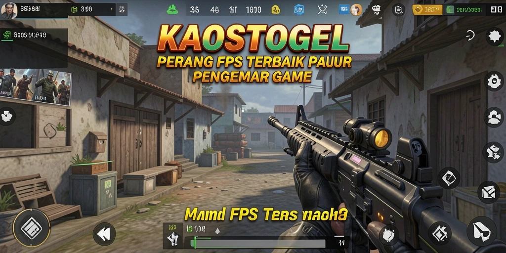 Tampilan gameplay menegangkan dari KAOSTOGEL di medan perang FPS.