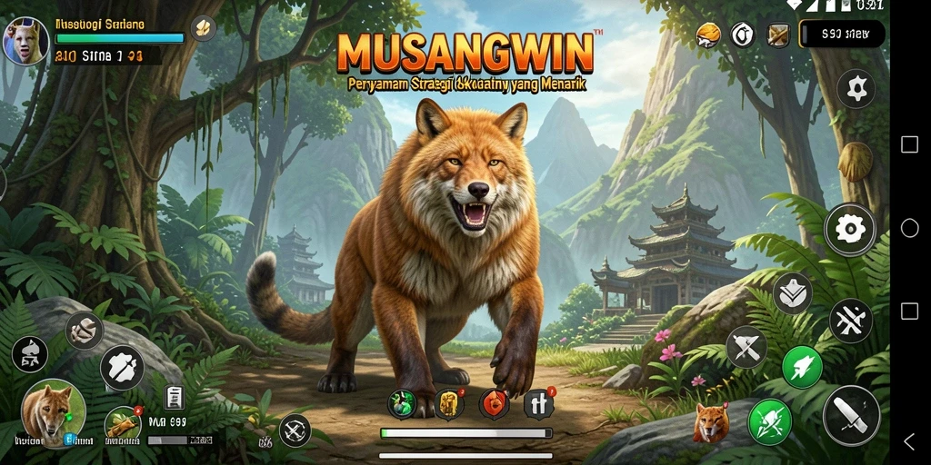 Tampilan dinamis dari gameplay MUSANGWIN yang strategis.