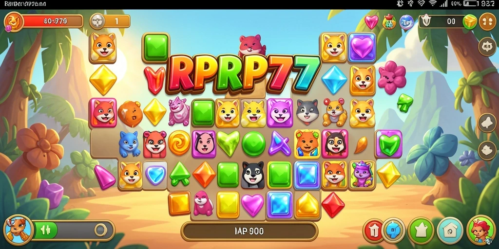 Screenshot utama RPRP777 menampilkan aksi seru permainan Match-3.