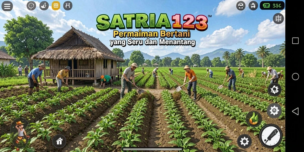 Screenshot gameplay SATRIA123 menampilkan aktivitas bertani yang seru.