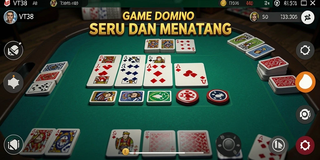 Screenshot gameplay VT38 menampilkan intensitas permainan Domino.
